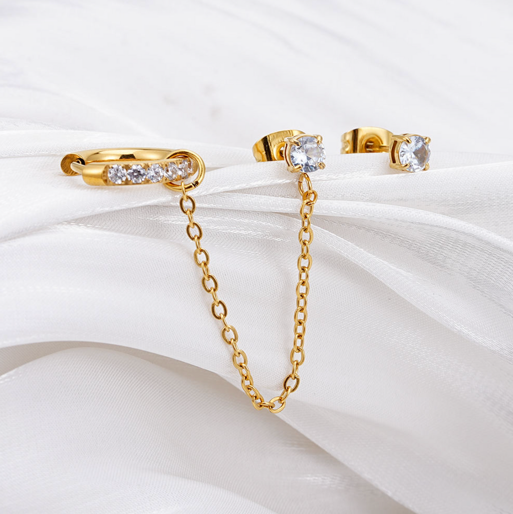 Stainless Steel Gold Plated Dangle Earrings for Women