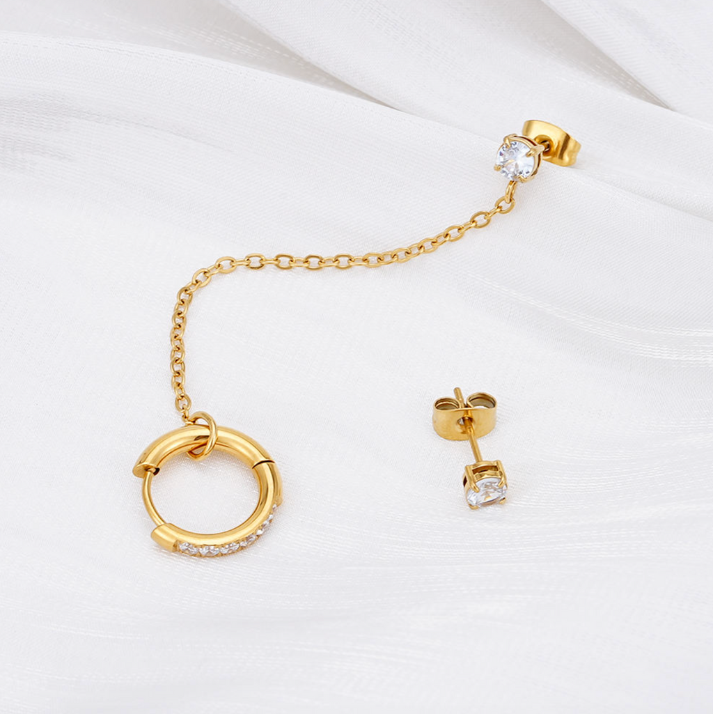 Stainless Steel Gold Plated Dangle Earrings for Women
