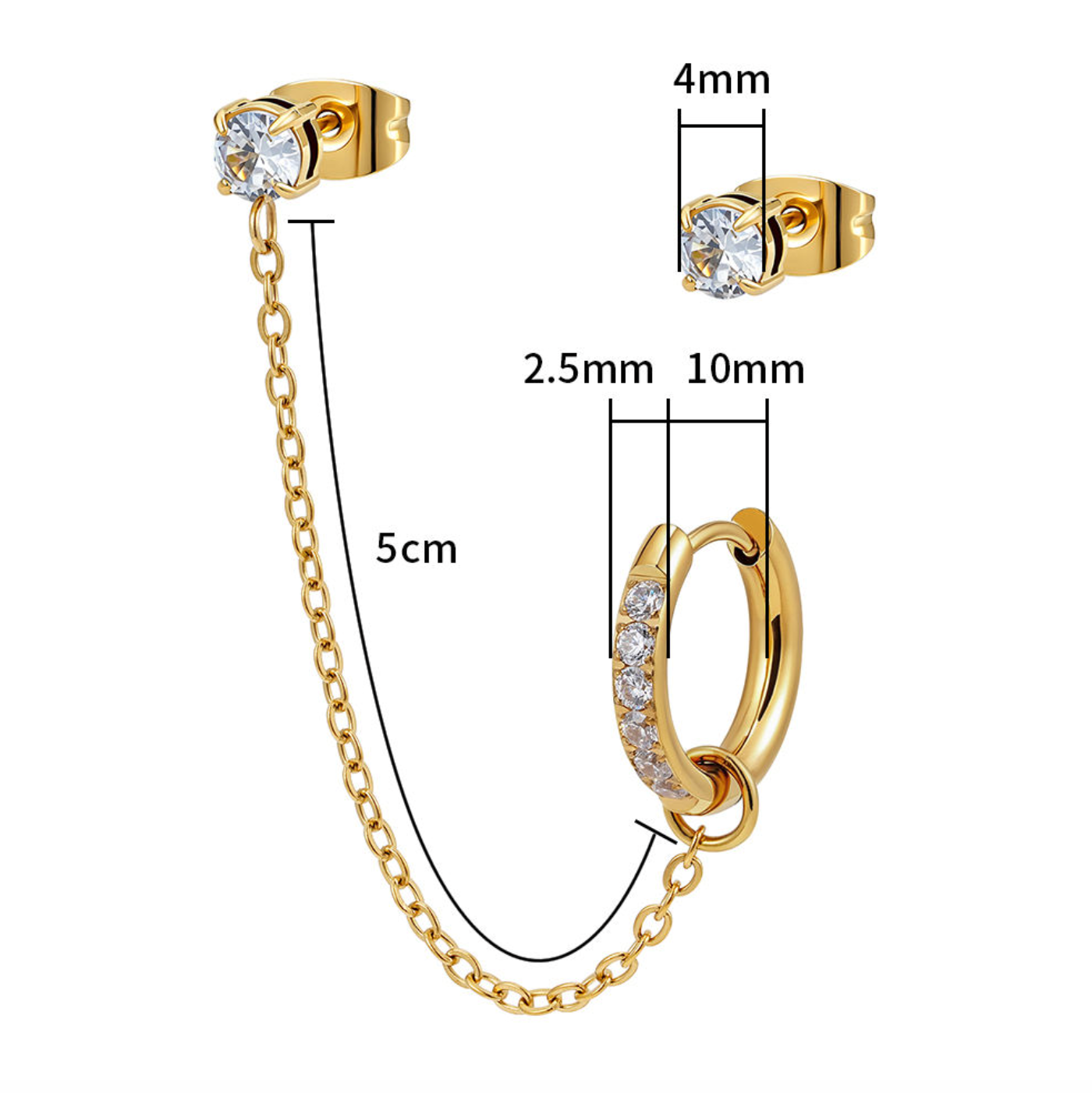 Stainless Steel Gold Plated Dangle Earrings for Women