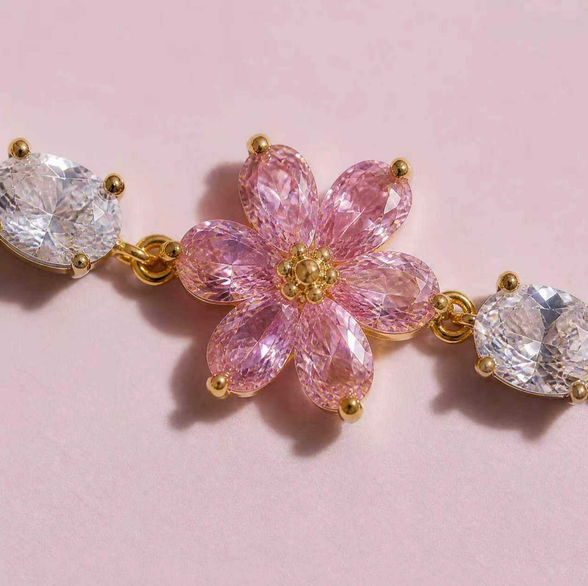 Haomi 18K Gold Plated Sakura Flower & Butterfly Charm Bracelet for Women