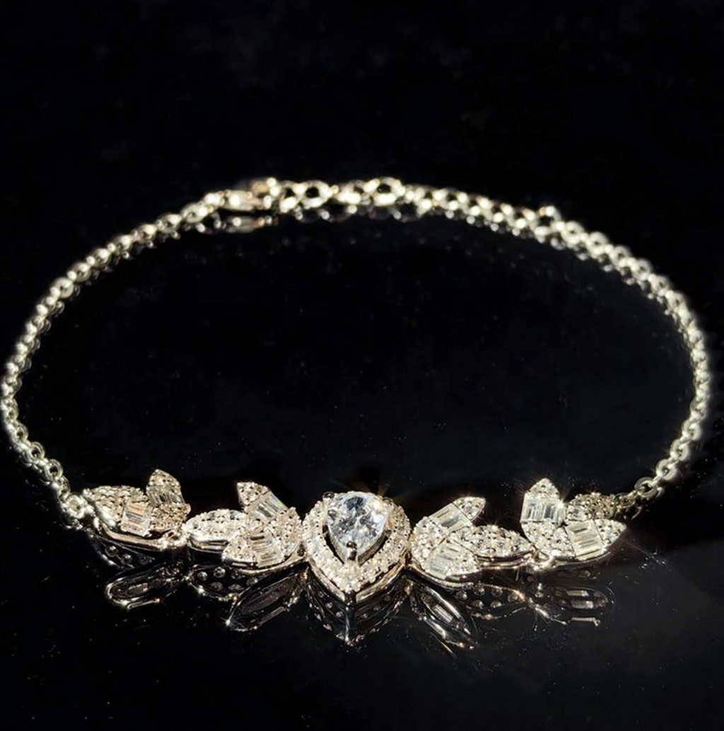 S925 Sterling Silver Pink Waterdrop Bracelet for Women