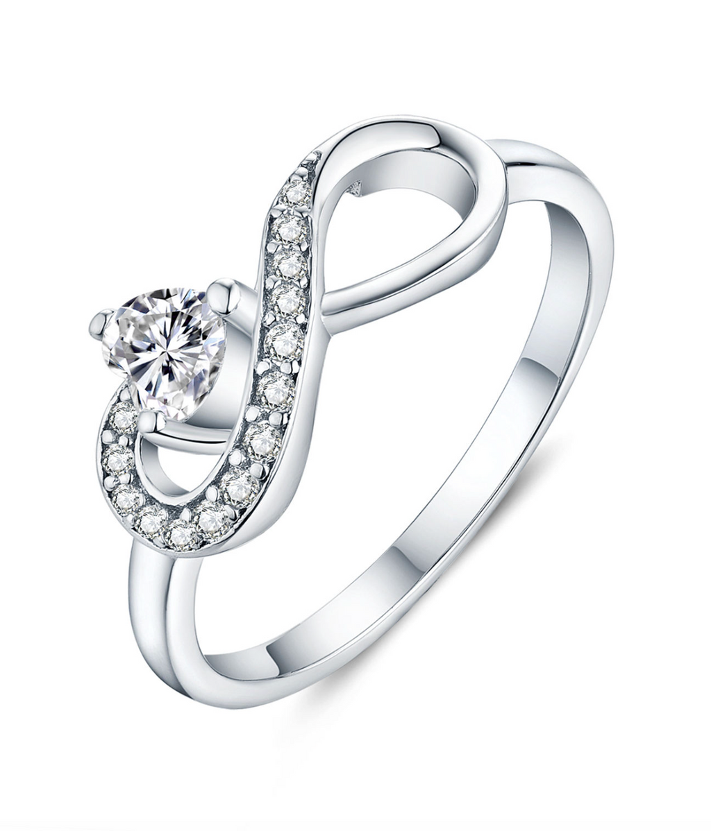 925 Sterling Silver Infinity Heart Promise Ring for Women