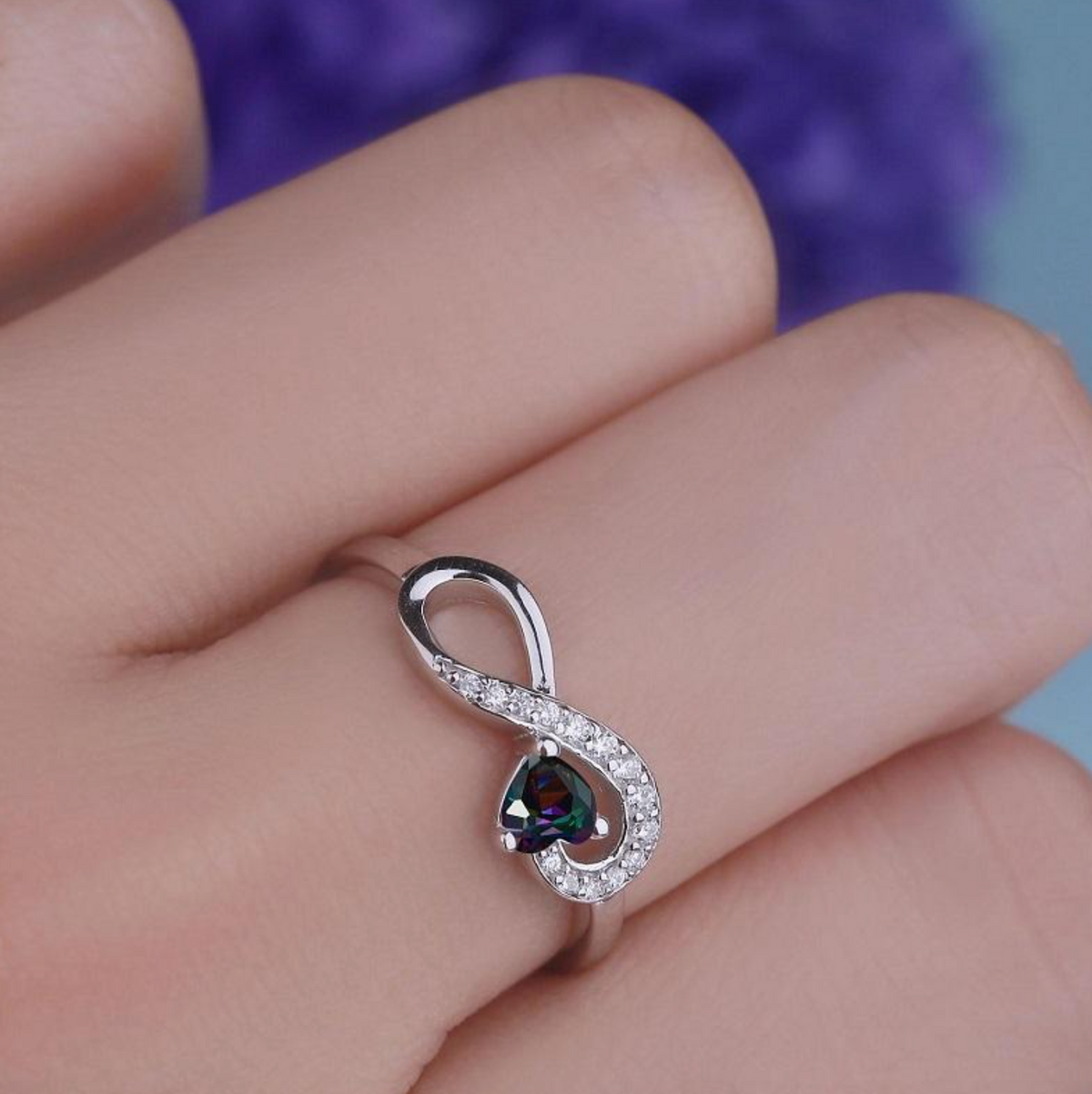 925 Sterling Silver Infinity Heart Promise Ring for Women