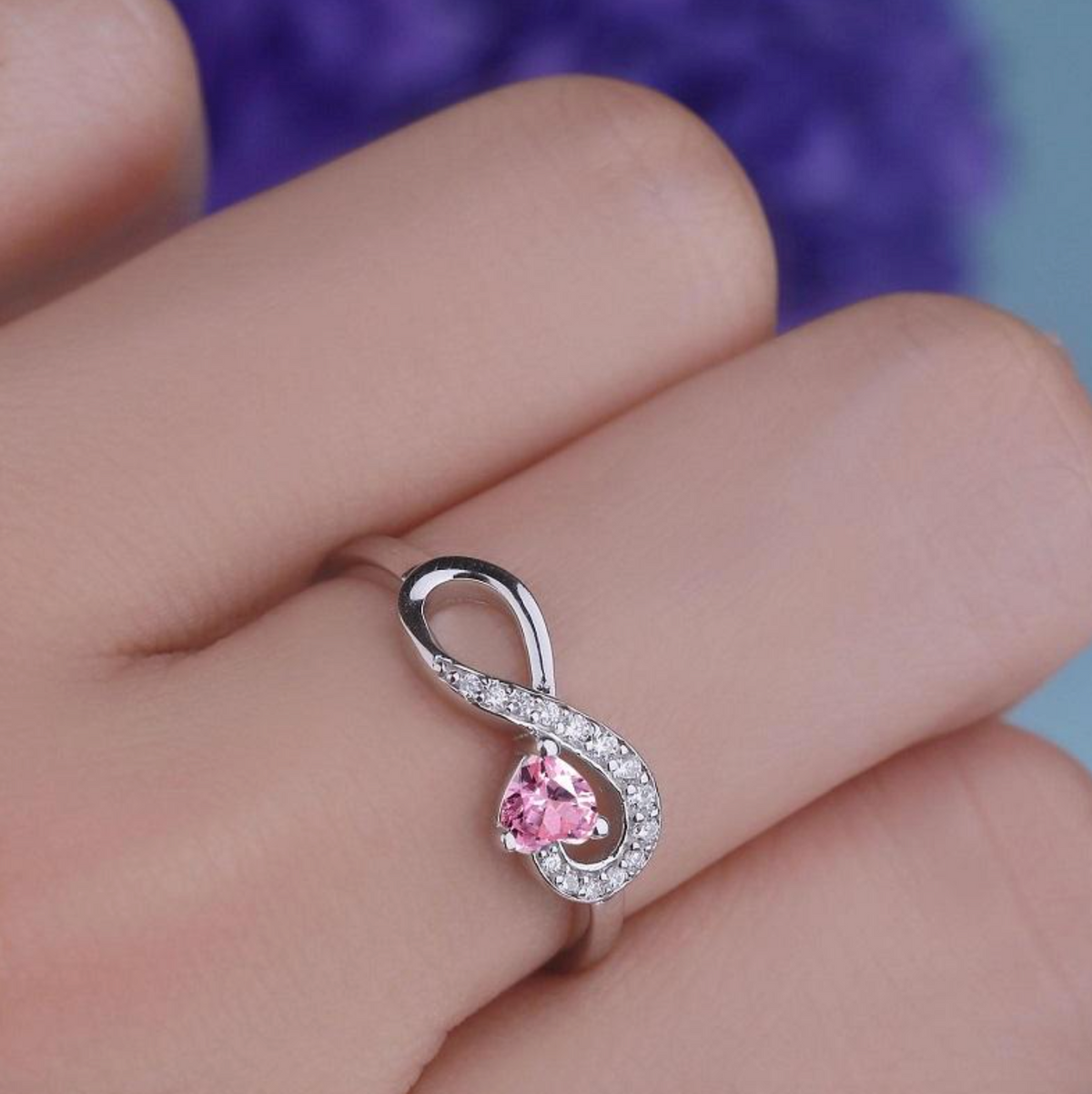 925 Sterling Silver Infinity Heart Promise Ring for Women