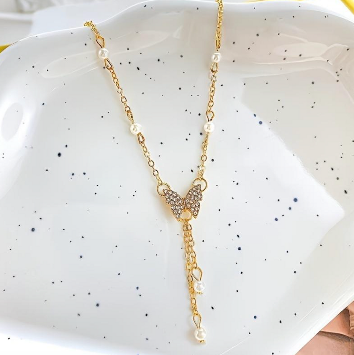 Elegant Pearl Butterfly Necklace for Women