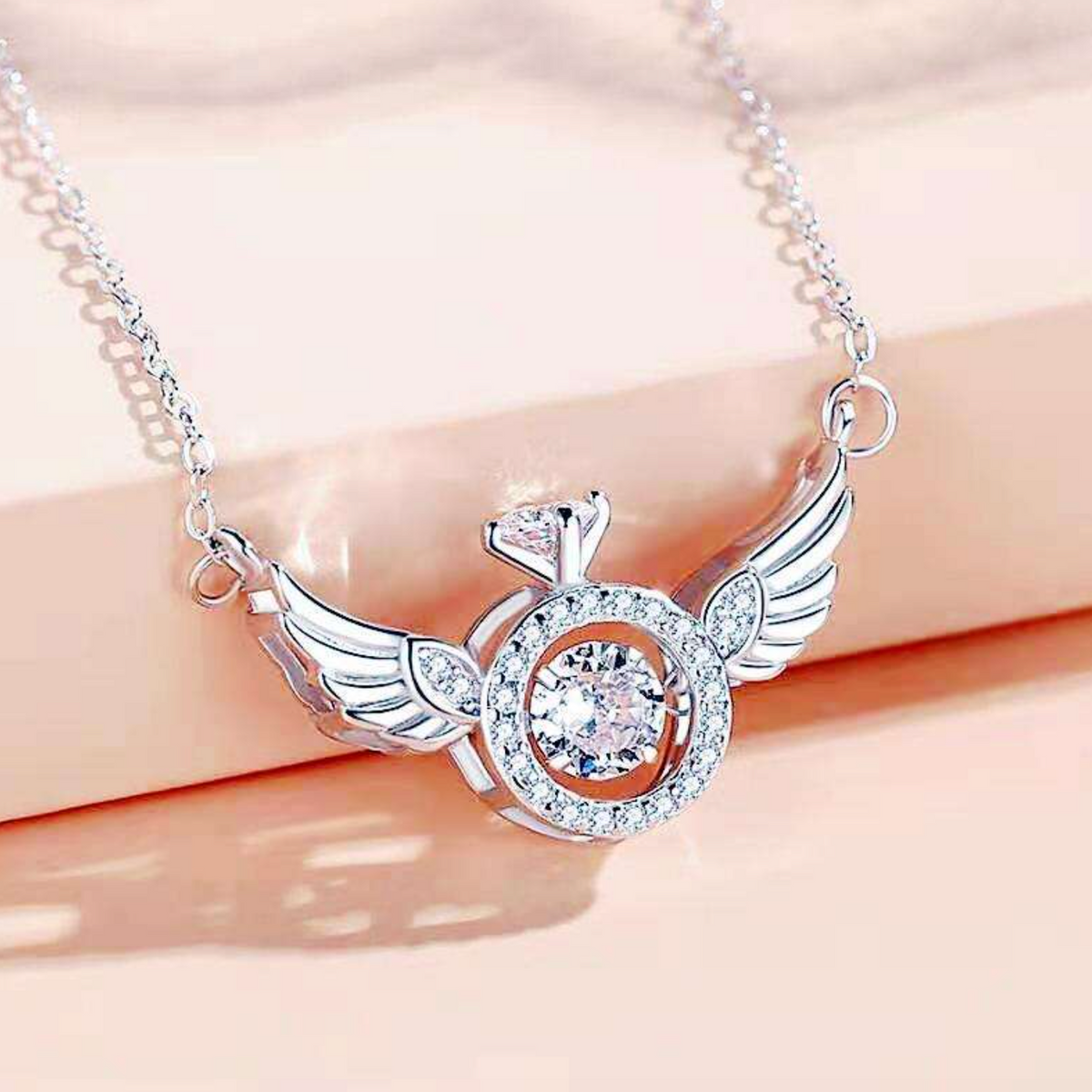 Dancing Diamond Angel Wings Necklace for Women
